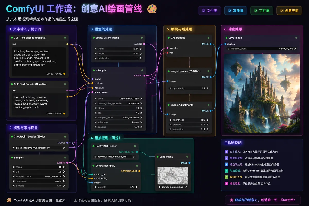 ComfyUI工作流大全：15个实用AI绘画模板直接下载（2026最新）