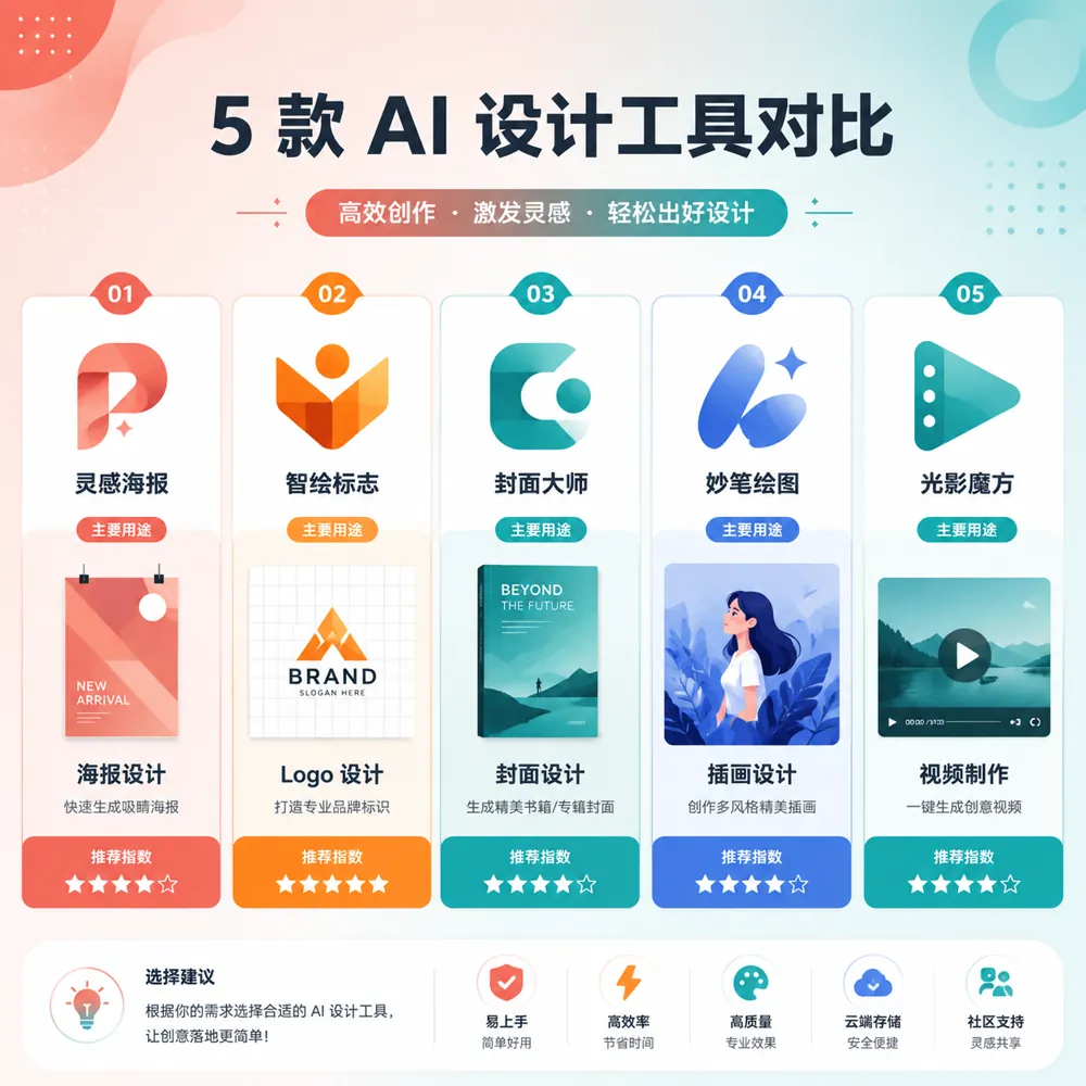五大AI设计工具对比:Canva AI/创客贴AI/稿定AI/Midjourney/Recraft多场景适用