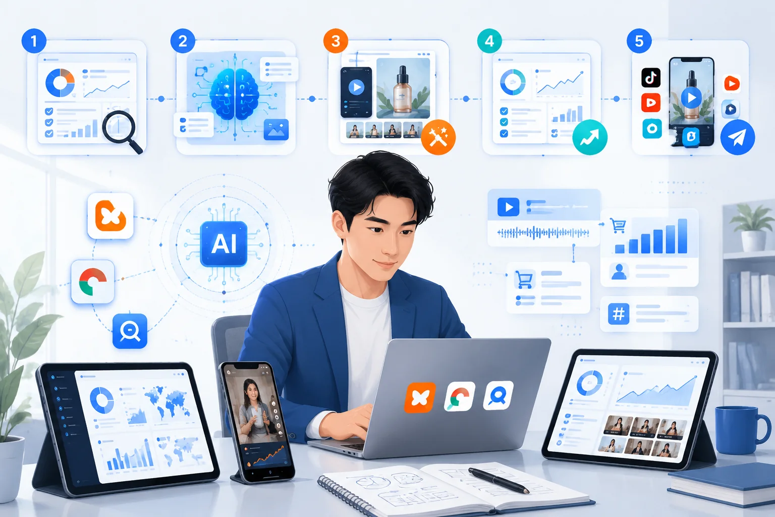 抖音AI带货5阶段实战工作流：定位→选品→脚本→视频→变现