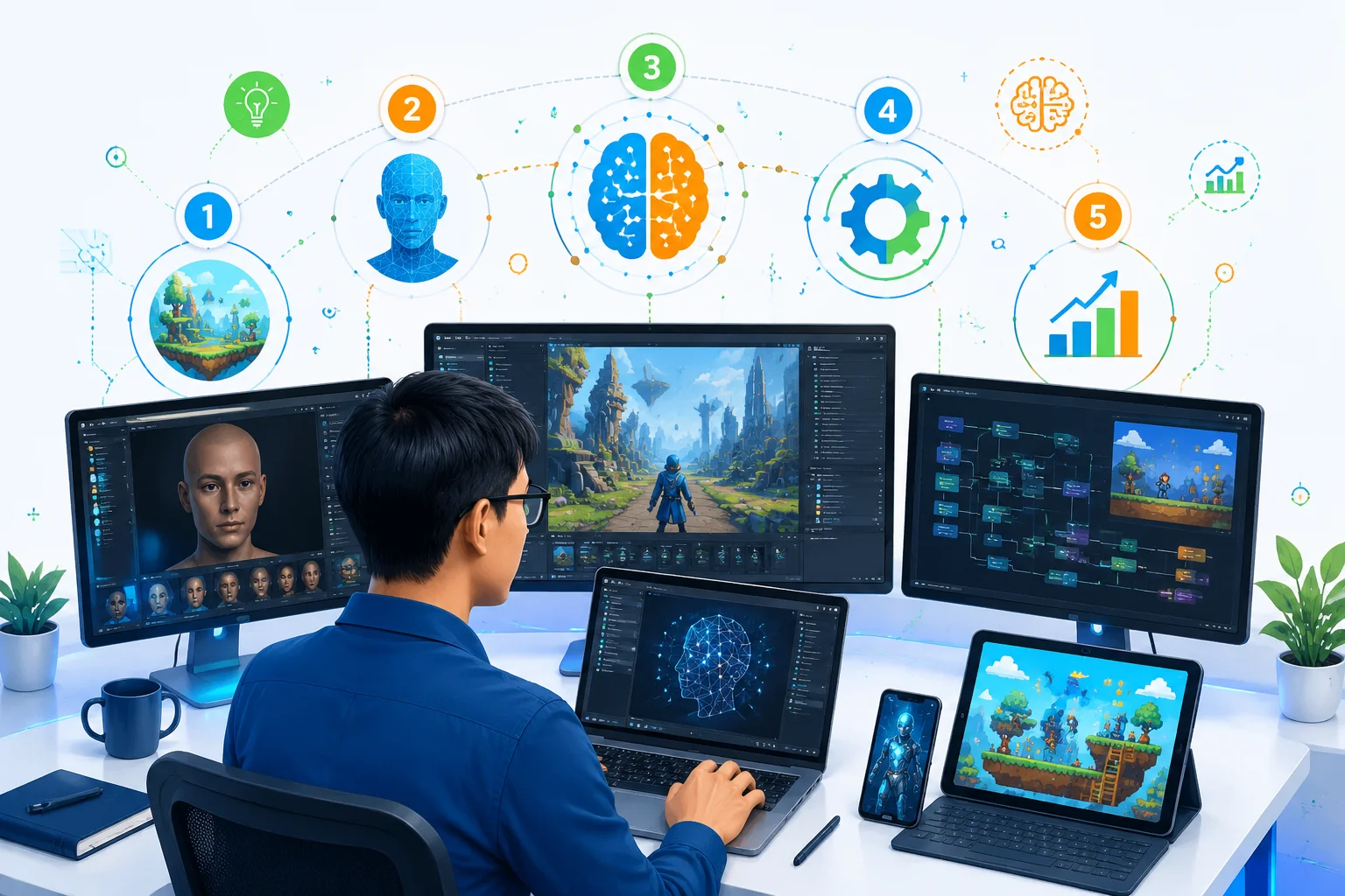 AI游戏开发工作流：需求→AI生成→人工调整→上线运营