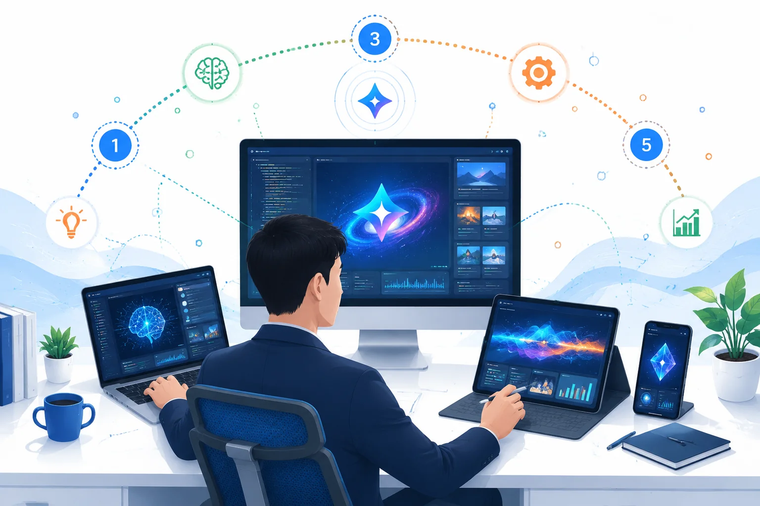 Gemini四大使用入口与登录流程示意