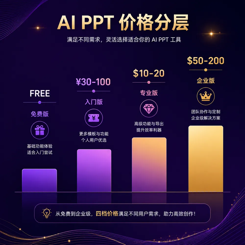 6款AI PPT工具价格对比图