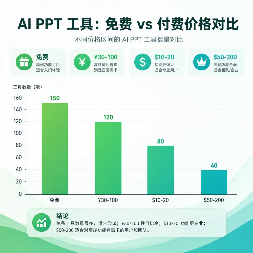 8款AI PPT工具免费版与付费版价格对比