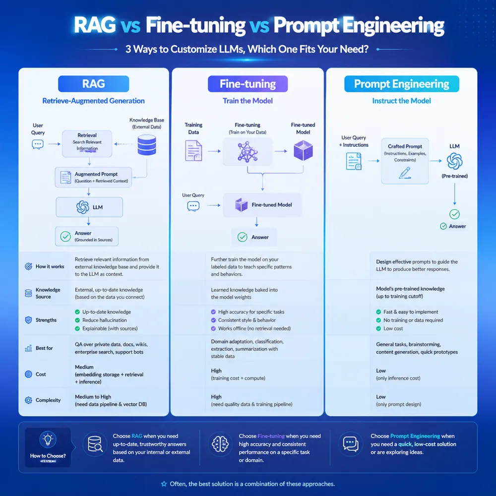 RAG vs 传统搜索 vs Fine-tuning对比