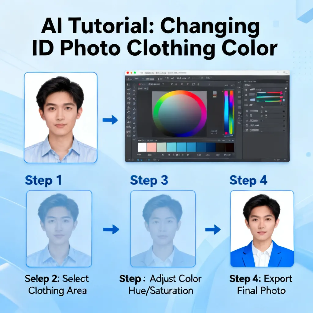 ai 怎么把证件照的衣服颜色换掉一点配图1