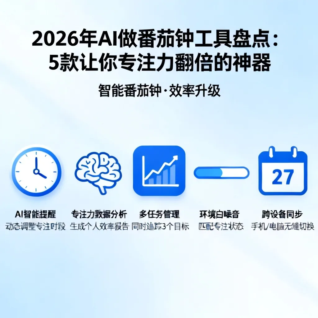 2026年AI做番茄钟工具盘点:5款让你专注力翻倍的神器配图2