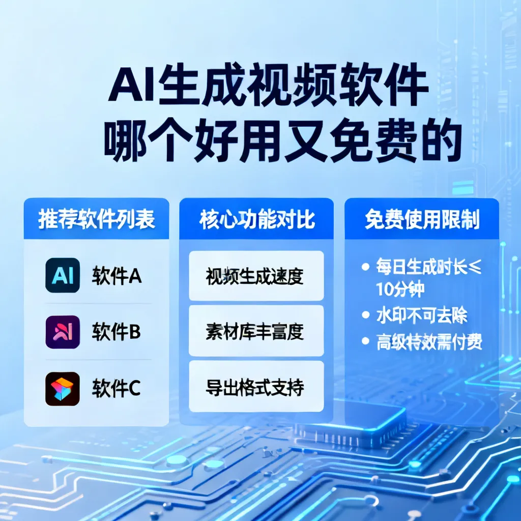 2026年实测：ai生成视频软件哪个好用又免费？7款深度横评与实操指南